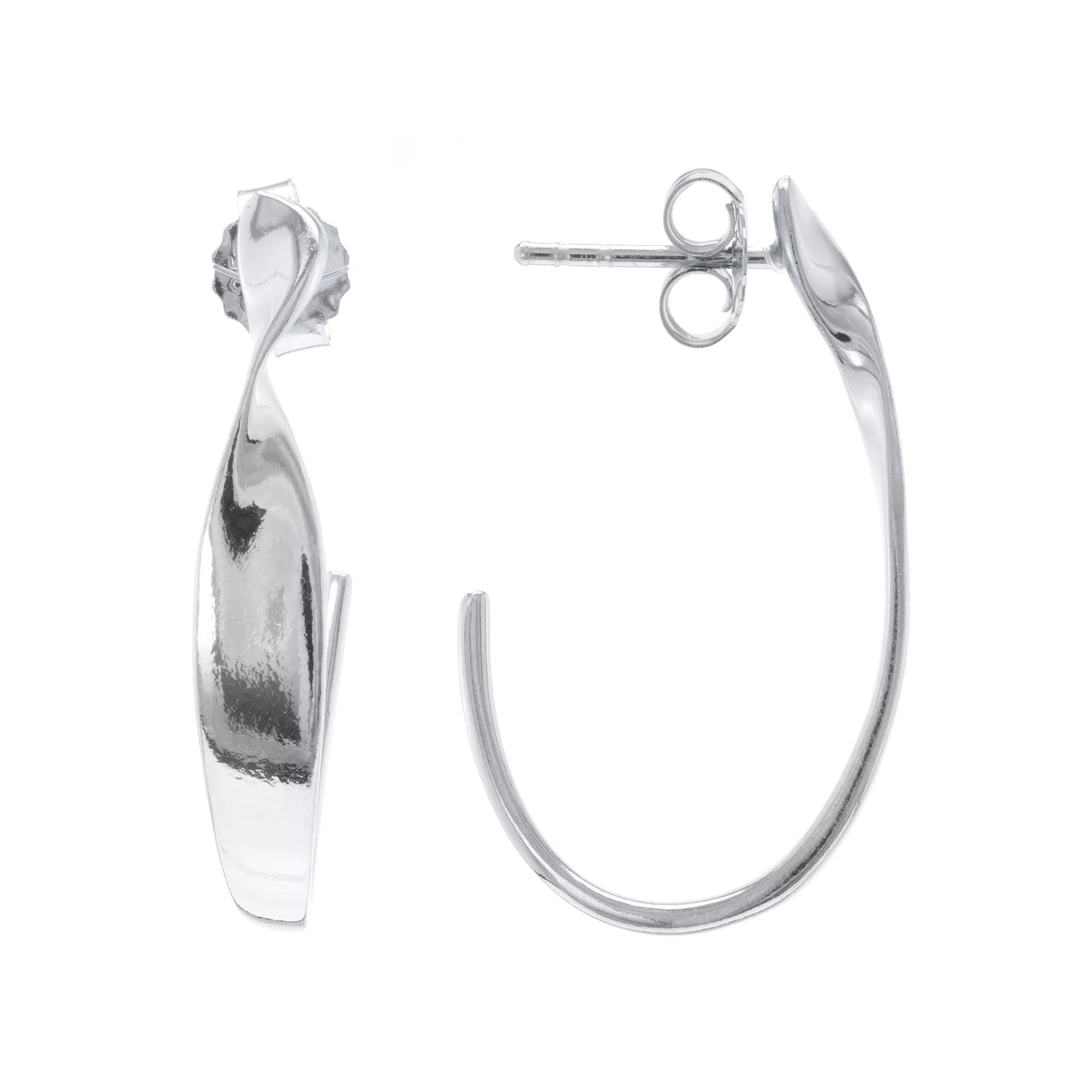 Judy Crowell Sterling Silver High Polish Open Twist C-Hoop Earrings, Women's, Gold Tone Product Image