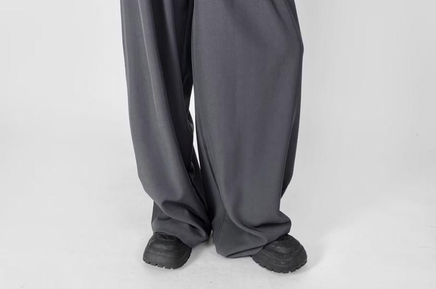 Drawstring Waist Plain Wide Leg Pants Product Image