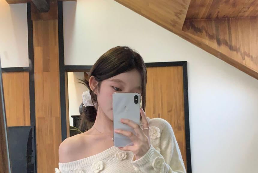 Boat Neck Flower Accent Sweater Product Image