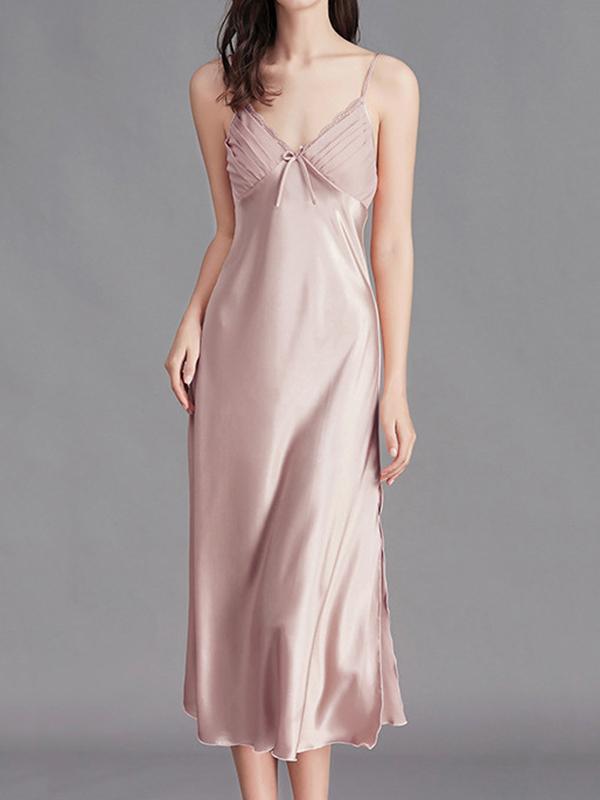 Loose Sleeveless Solid Color Spaghetti-Neck Babydolls Nightdress Pajama Product Image
