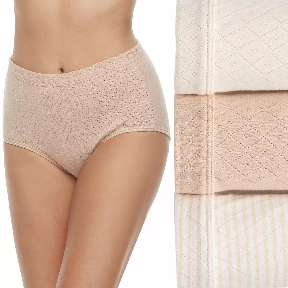 Womens Jockey Elance Breathe 3-pack Pointelle Briefs Panty Set 1542 Purple Veil Asst Product Image