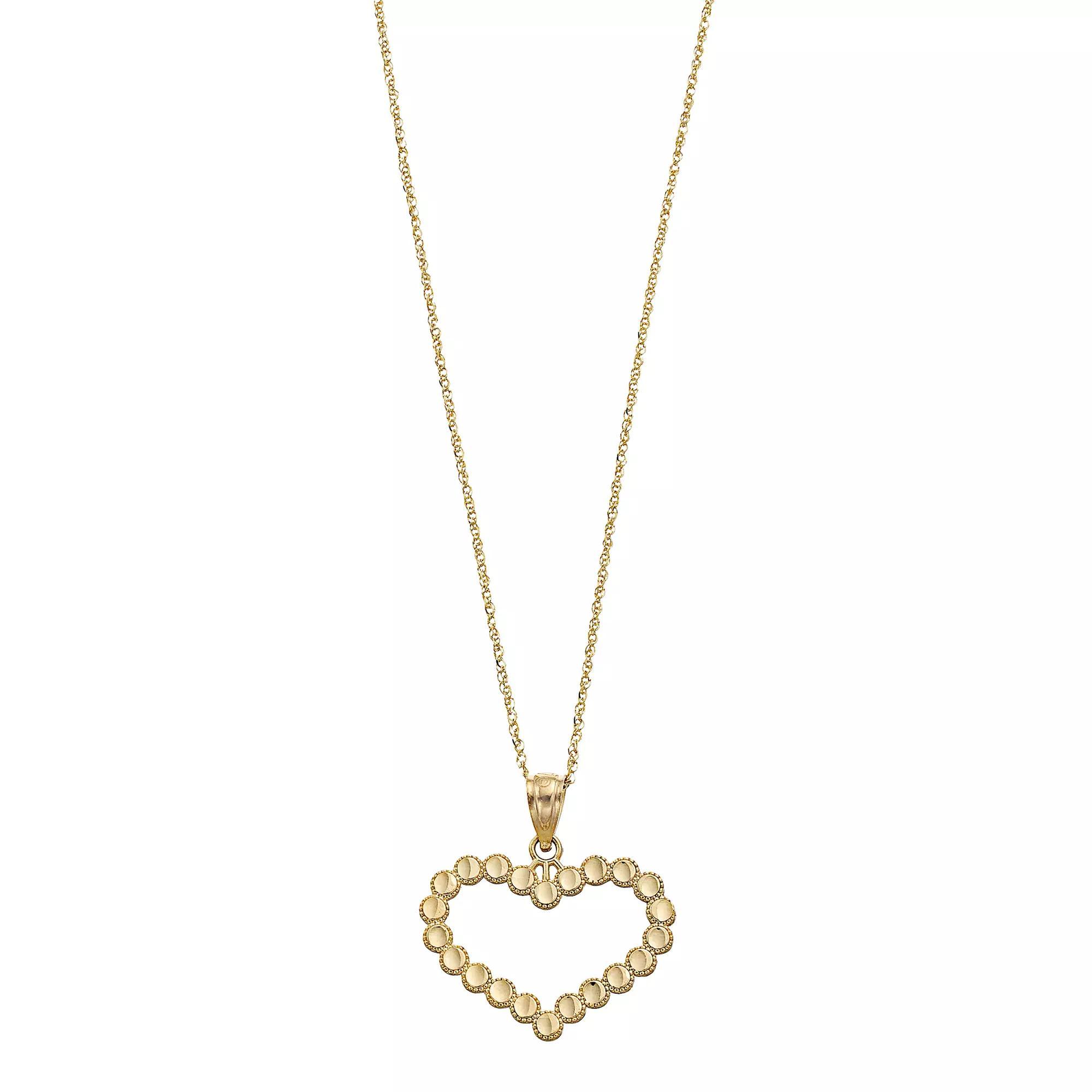 Kristen Kesho 10k Gold Heart Pendant Necklace, Women's, Size: 18", Yellow Product Image