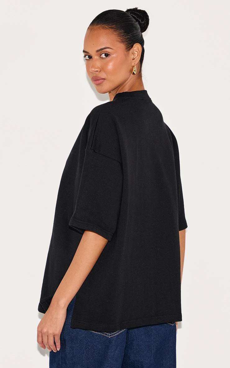 Black Premium Fleeceback Oversized Short Sleeve Sweatshirt Product Image