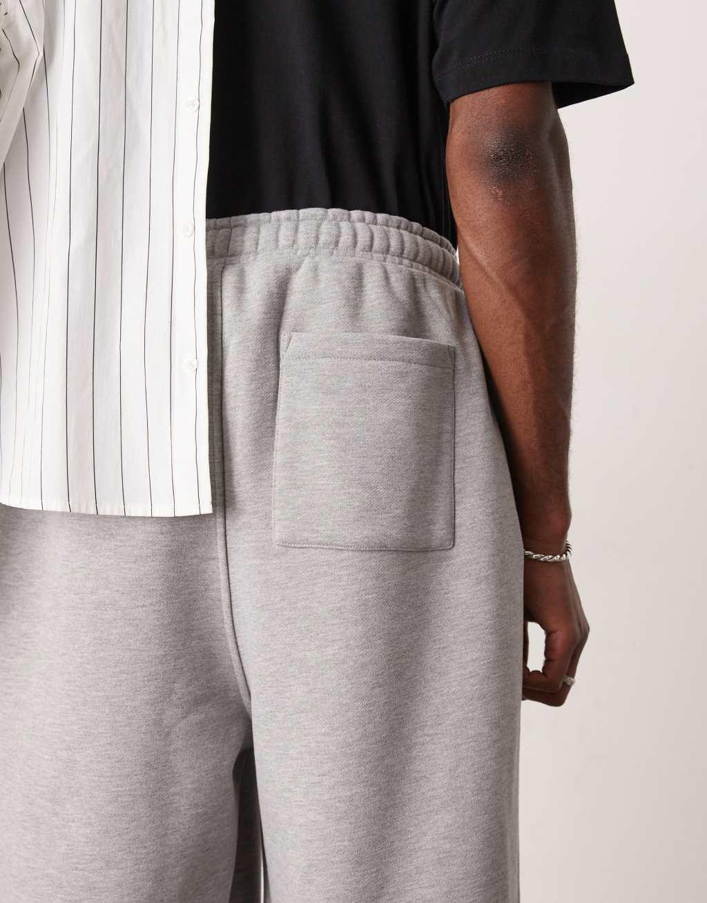 ASOS DESIGN heavyweight oversized wide leg sweatpants in gray heather Product Image
