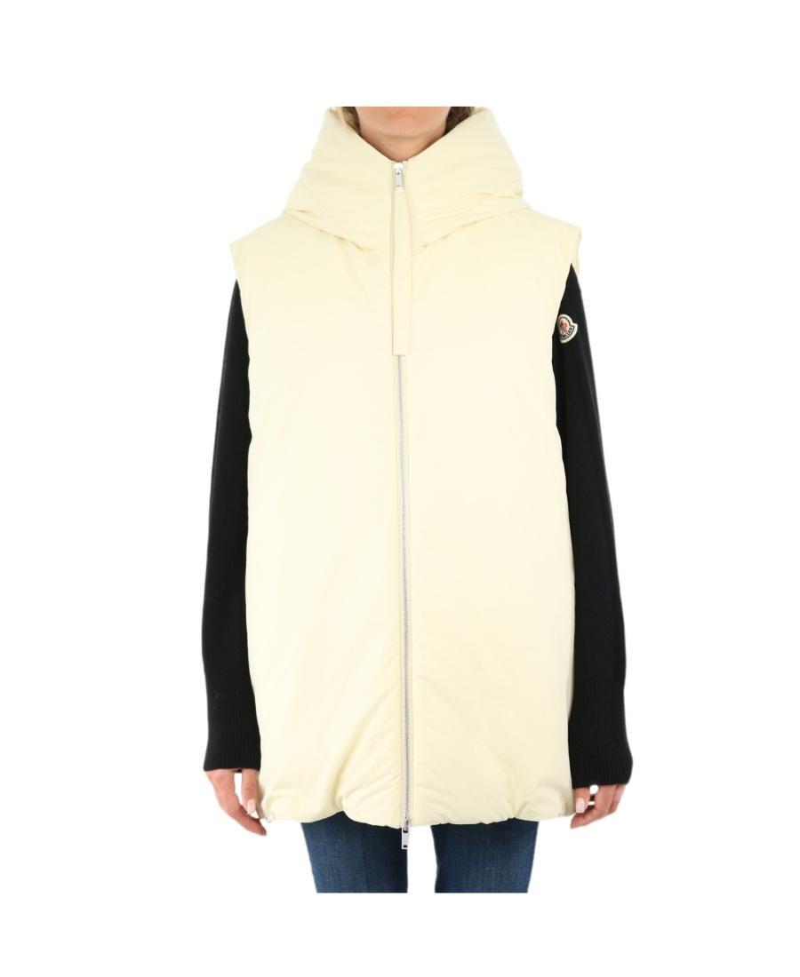 JIL SANDER High Neck Hooded Lightweight Padded Quilted Jacket In White Product Image