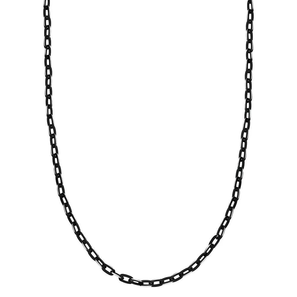Mens LYNX Stainless Steel Chain Necklace Black Tone Product Image