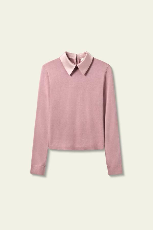 Elitist Silk Knitted Top with Collar Product Image