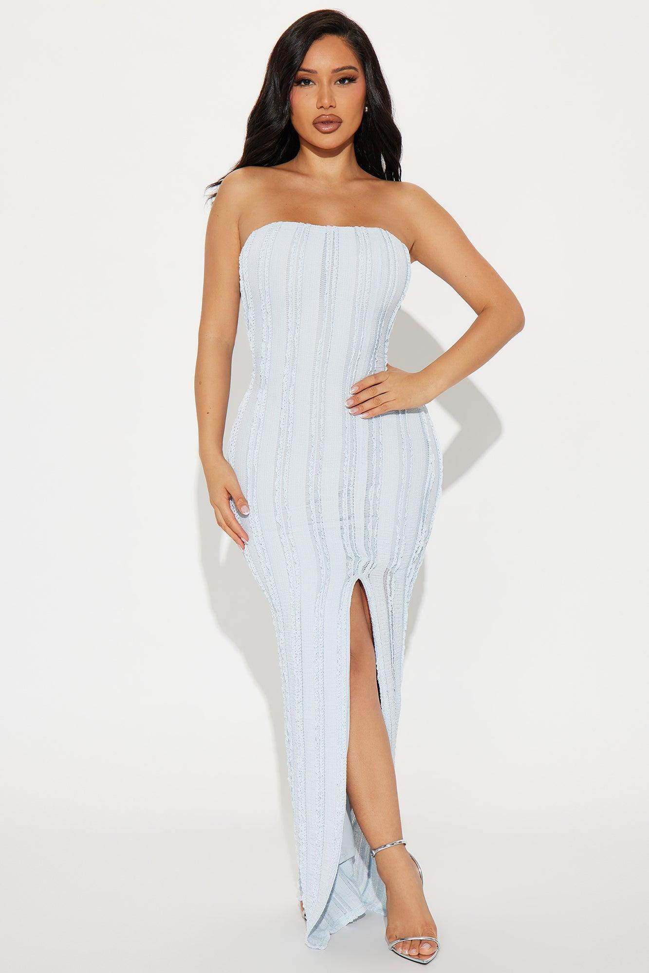 Maribel Textured Maxi Dress - Light Blue Product Image