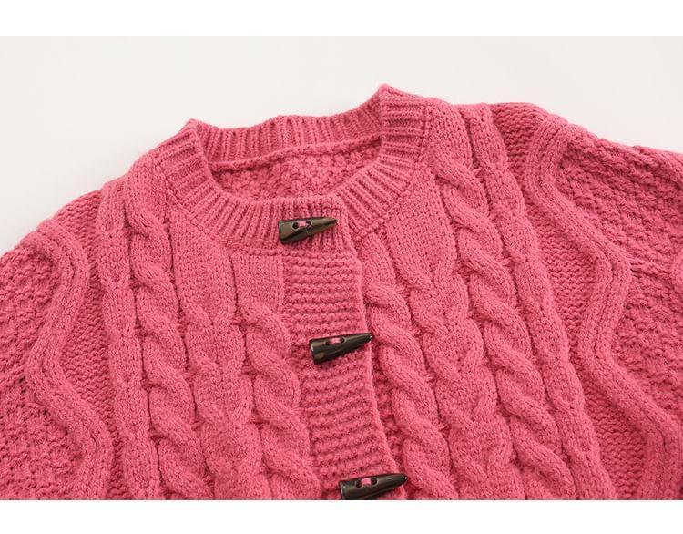 Plain Duffle Crop Cable Knit Cardigan Product Image