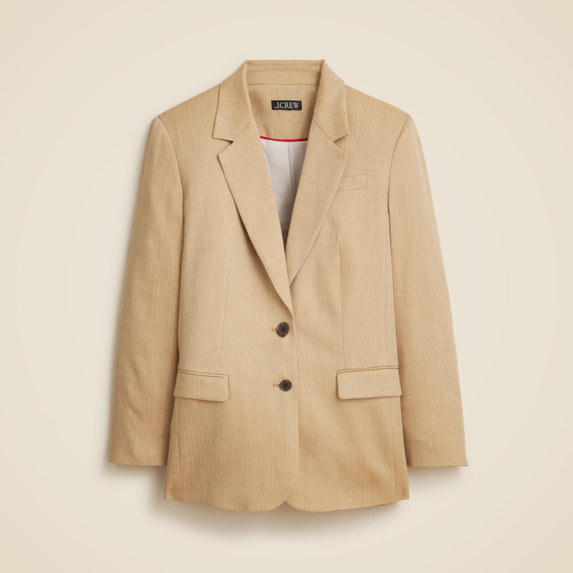 Classic two-button blazer in herringbone linen blend Product Image