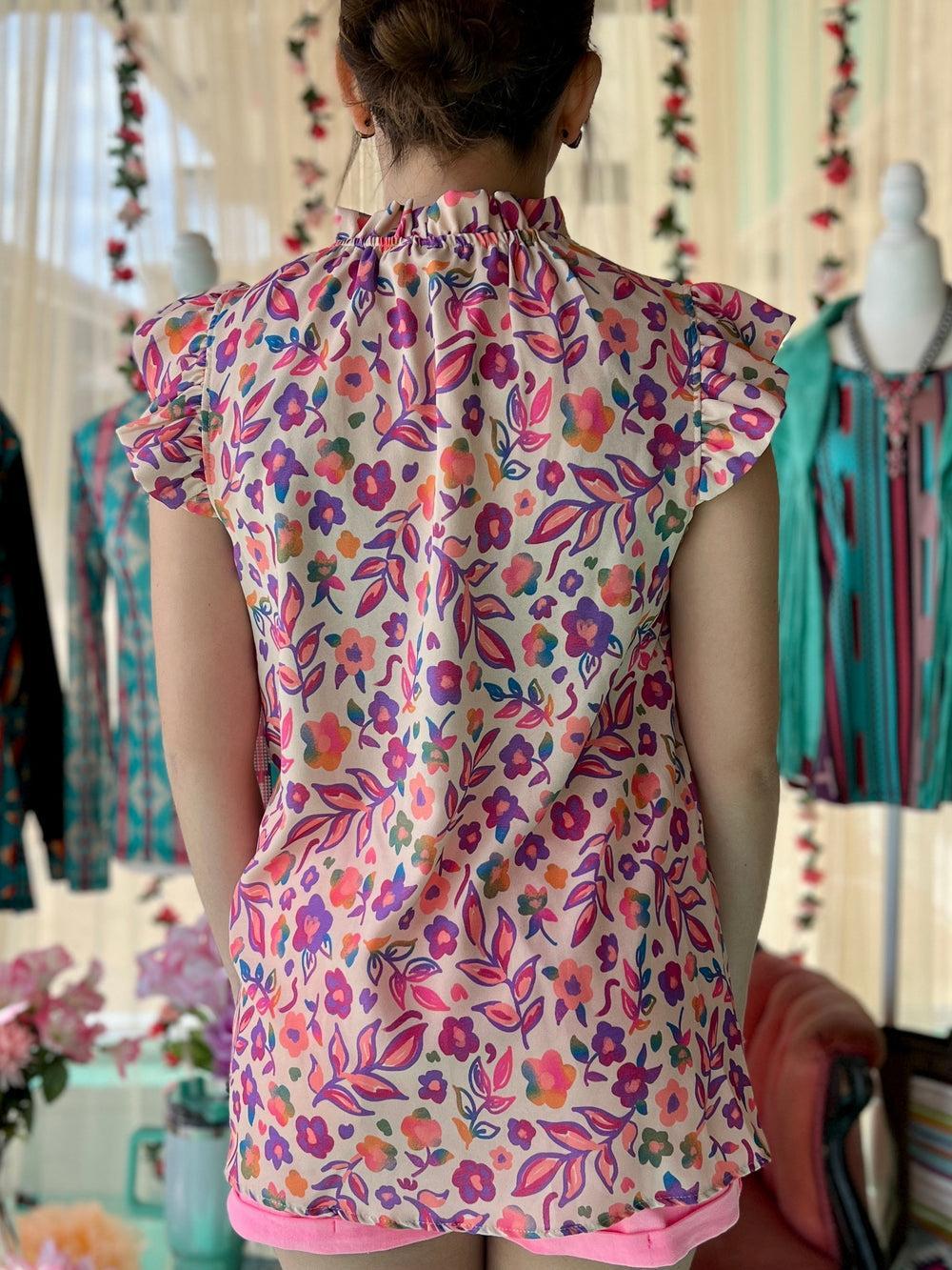 Plus Fluttered & Floral Top Product Image