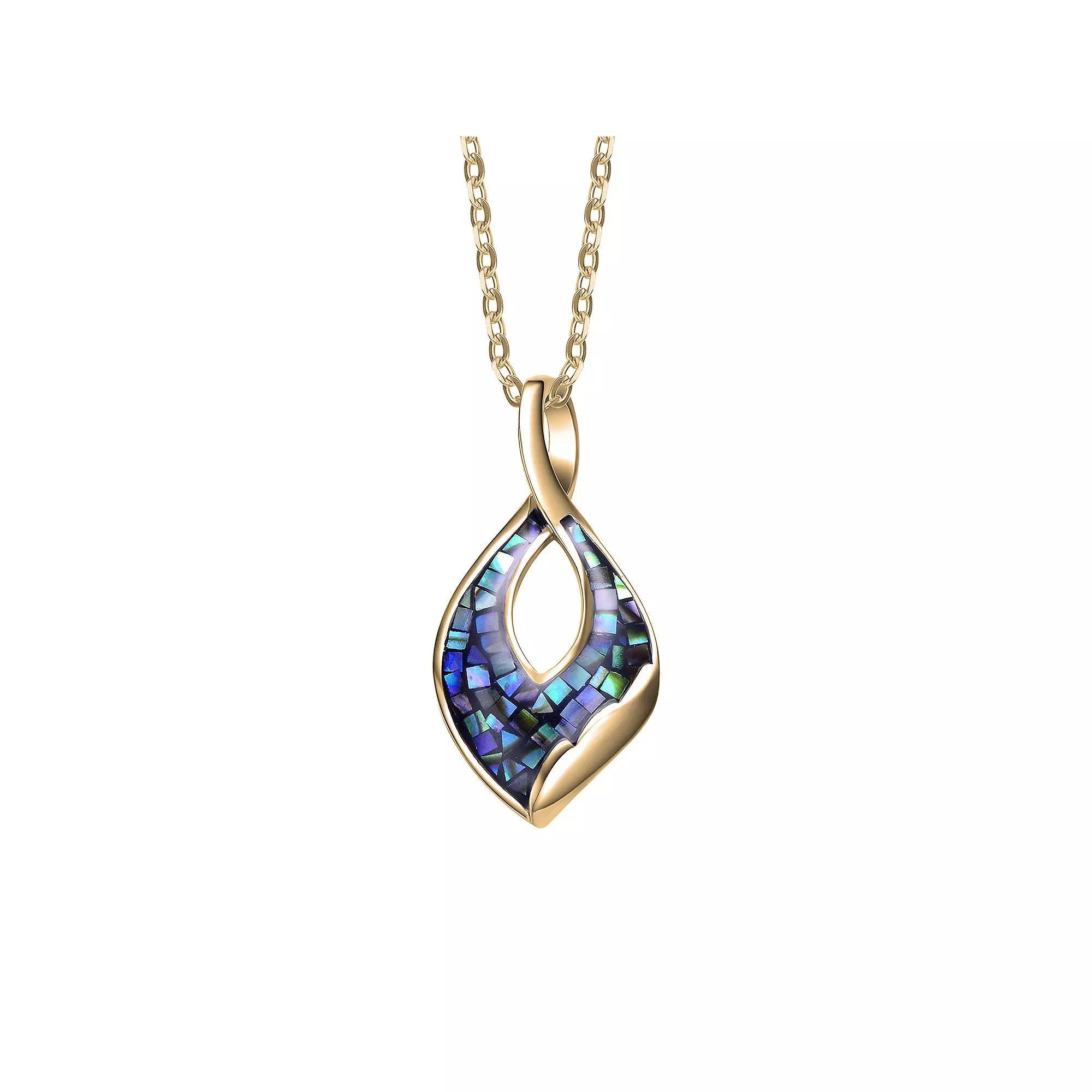 14k Gold Over Sterling Silver Abalone Pendant Necklace, Womens Gold Tone Product Image