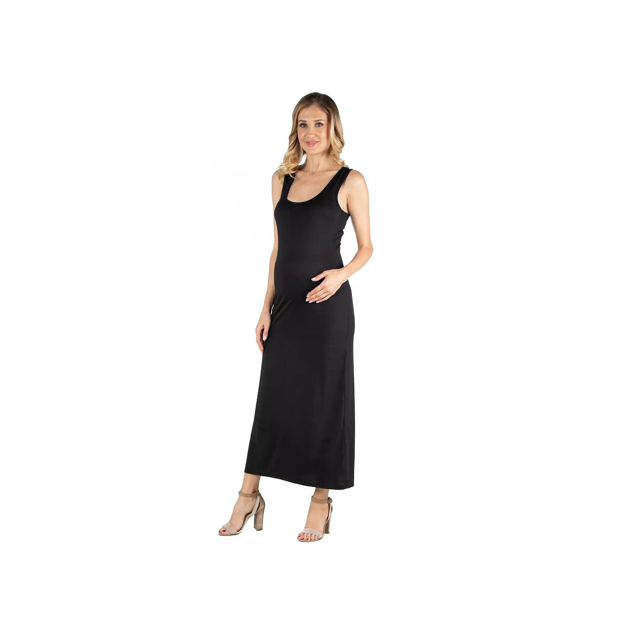 Maternity 24Seven Comfort Apparel Scoopneck Racerback Maxi Dress, Women's, Size: Large-Mat, Orange Product Image