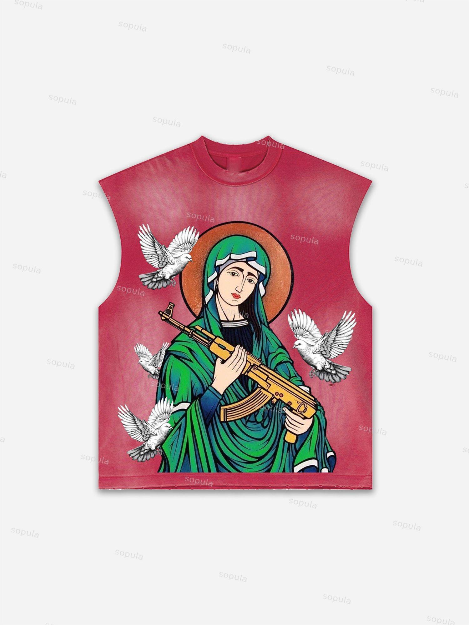 Men's Washed Savage Eagle Head Print Tank Top Product Image