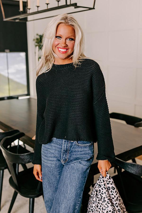 Feeling Cozy Knit Sweater in Black Product Image