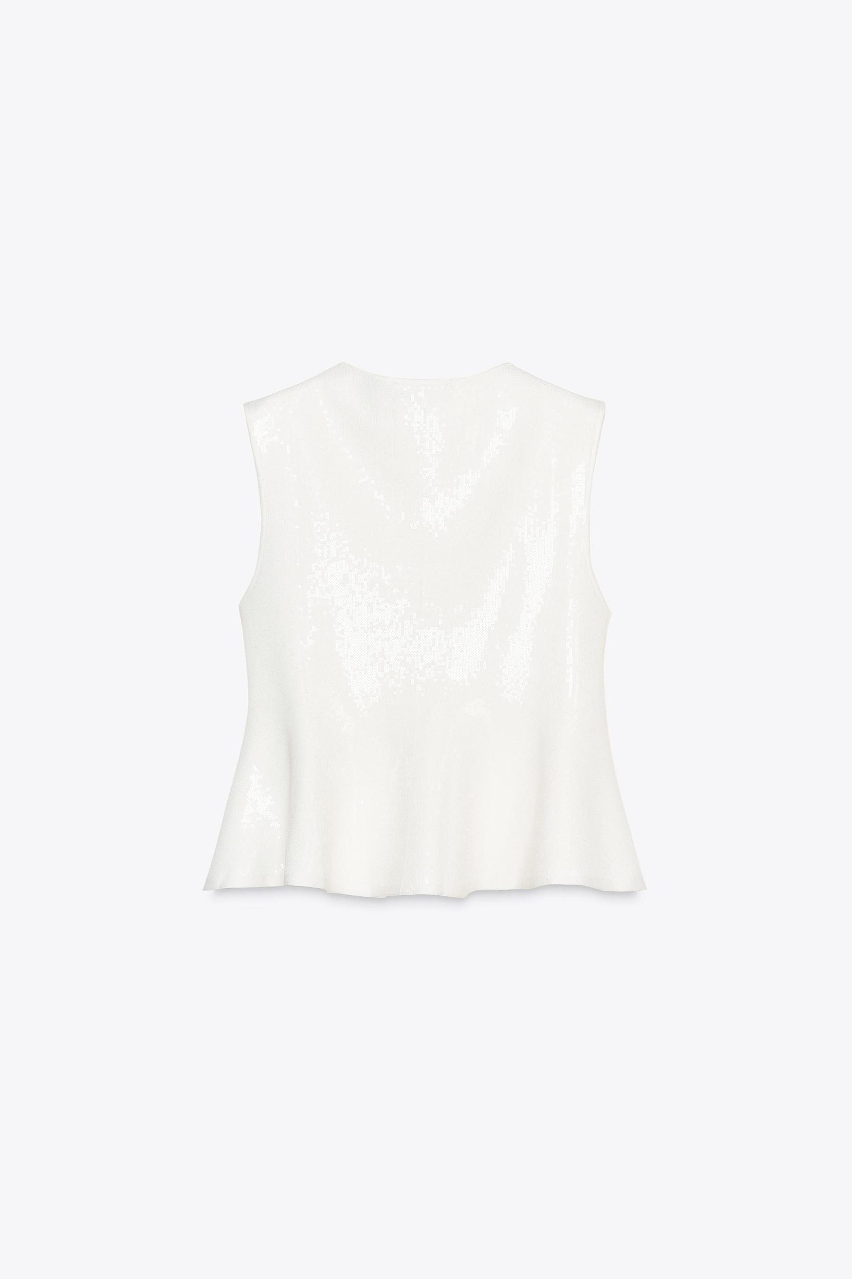 SEQUIN KNIT PEPLUM TOP Product Image