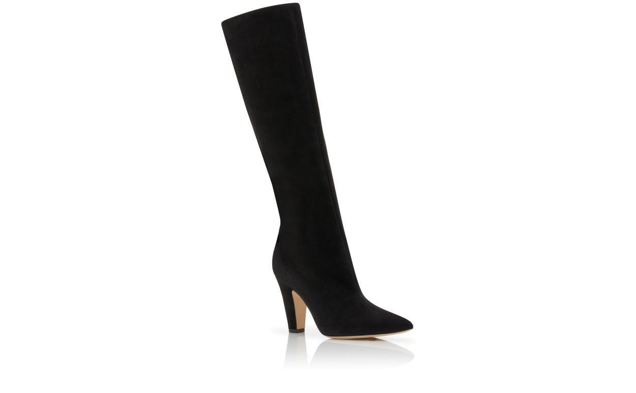 LINA Black Suede Knee High Boots Product Image