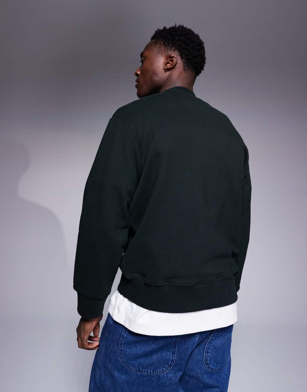 Armani Exchange sweatshirt with chest logo in dark green Product Image
