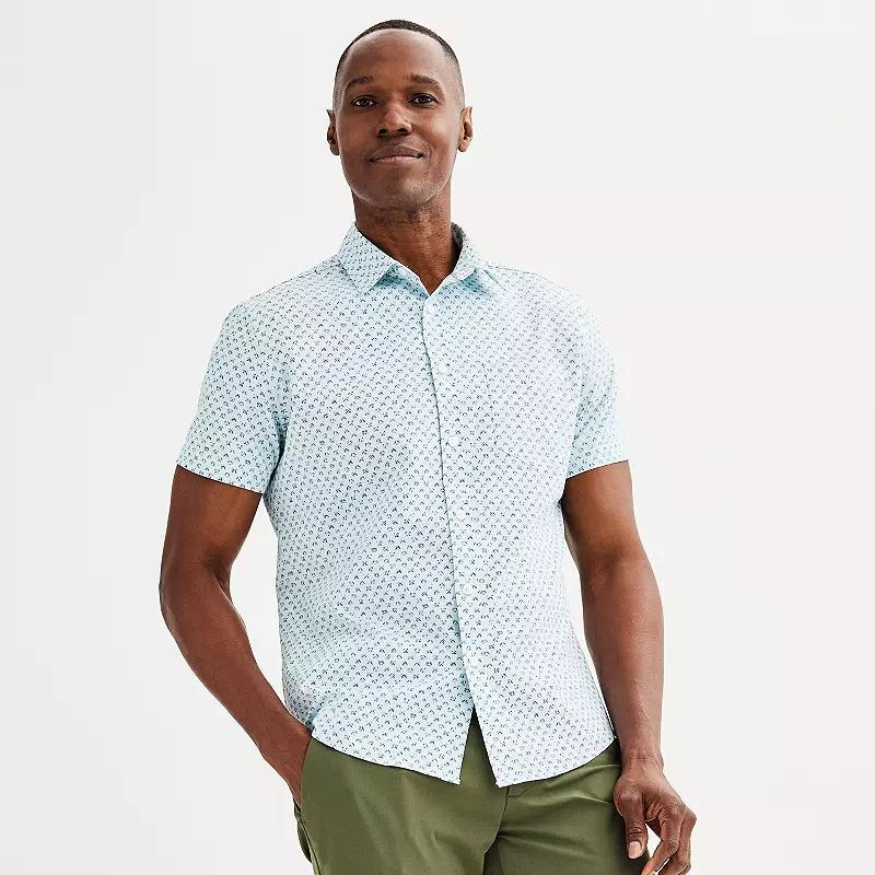 Men's FLX Performance Untucked-Fit Short Sleeve Button Down Shirt, Size: Small, Blue Water Product Image
