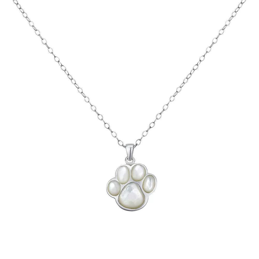 Argento Forte Sterling Silver Mother of Pearl Paw Pendant Necklace, Women's, Size: 18" Product Image