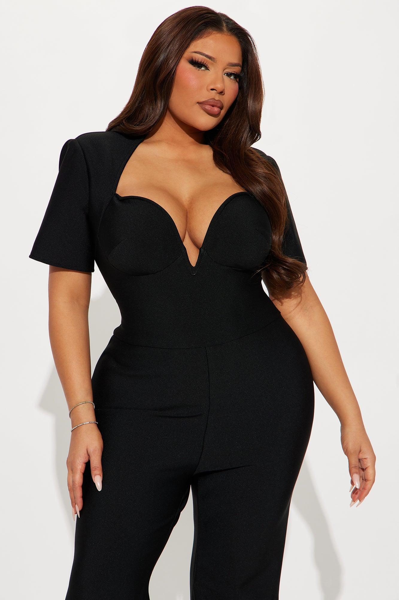 Watch Me Deep V Jumpsuit - Black Product Image