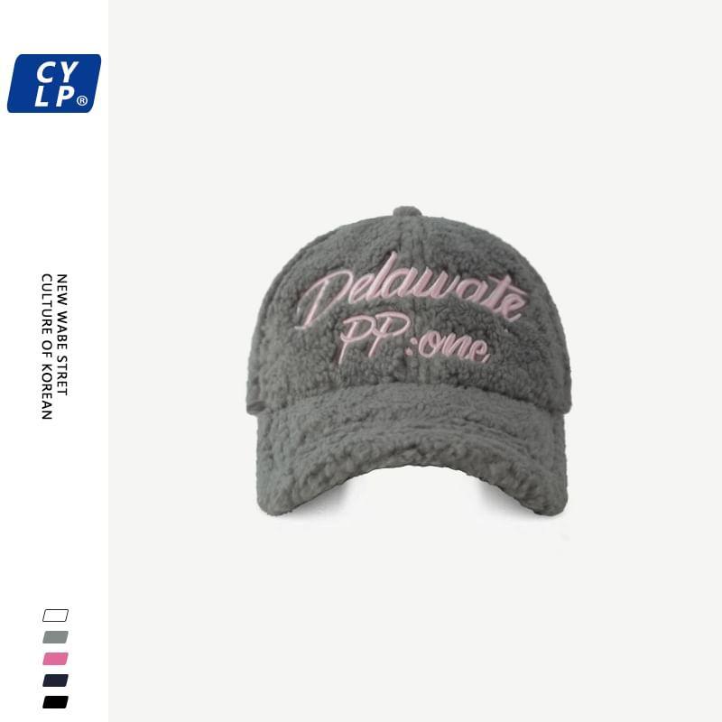 Lettering Embroidered Fleece Baseball Cap Product Image