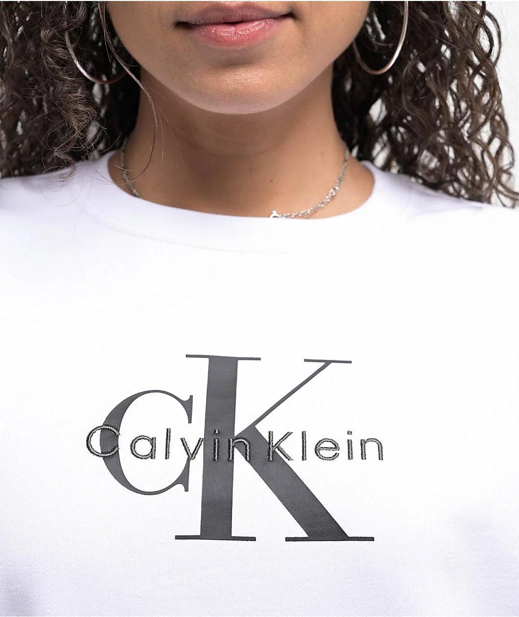 Calvin Klein Monologo White Crewneck Sweatshirt Product Image