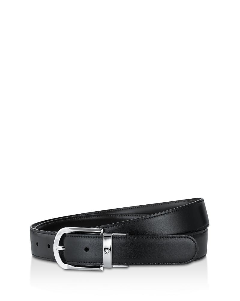 Montblanc Mens Shiny Palladium-Coated Reversible Leather Belt Product Image