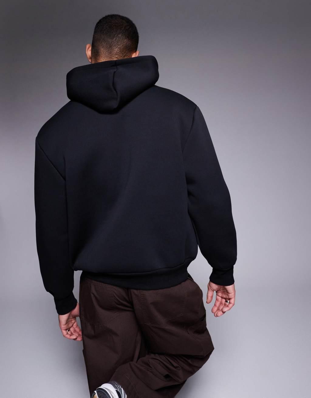 ASOS DESIGN heavyweight oversized scuba hoodie in black Product Image