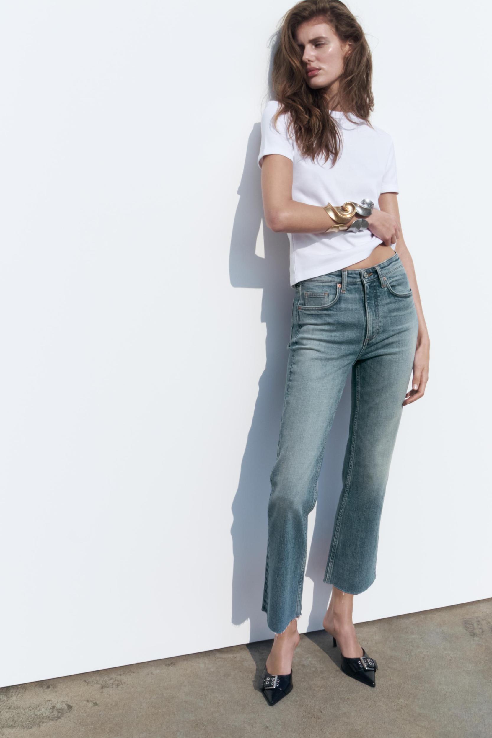 FLARED CROPPED HIGH WAIST TRF JEANS Product Image