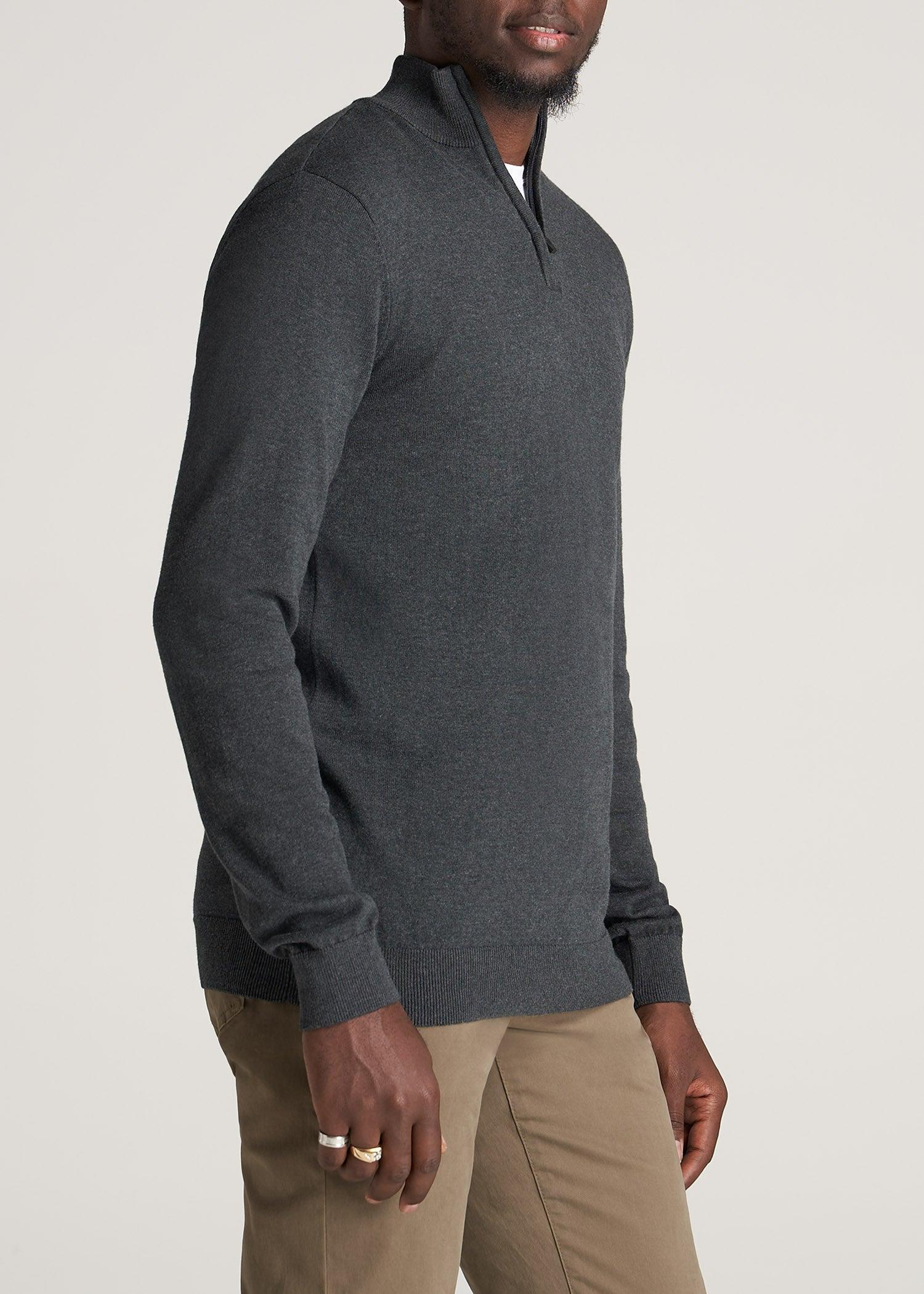 Everyday Quarter-Zip Tall Men's Sweater in Charcoal Mix Product Image