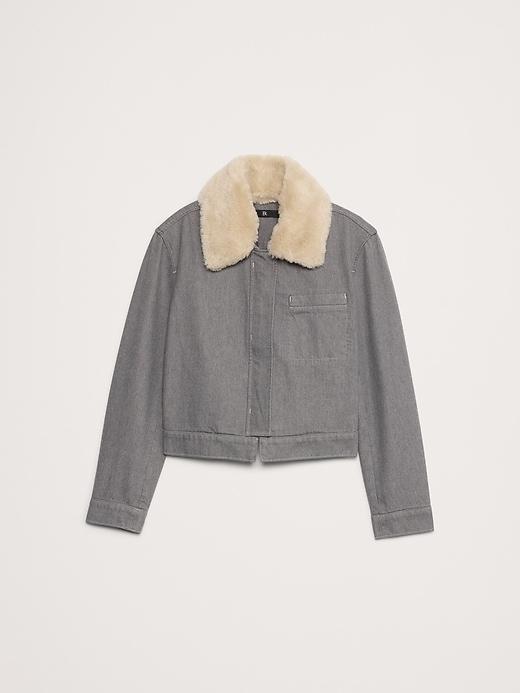 Relaxed Cropped Denim Jacket Product Image