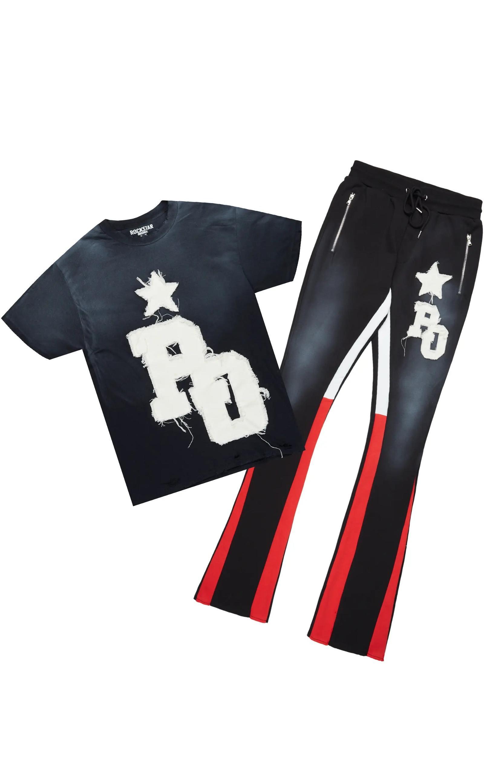 Edwald Black T-Shirt/Stacked Flare Track Set Male Product Image