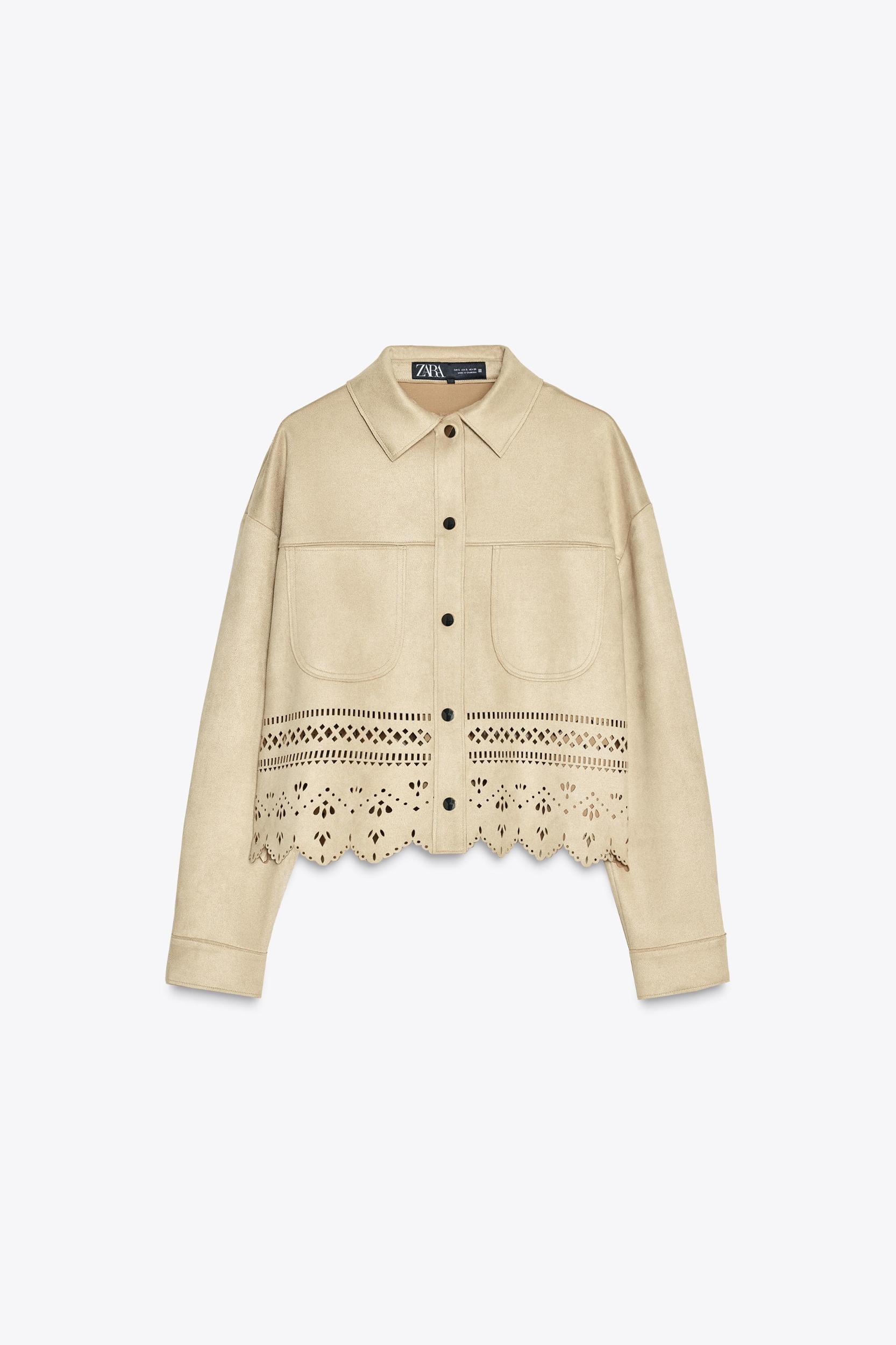 DIE-CUT FAUX SUEDE JACKET Product Image