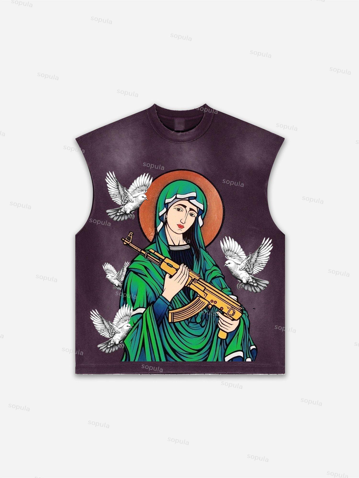 Men's Washed Savage Eagle Head Print Tank Top Product Image