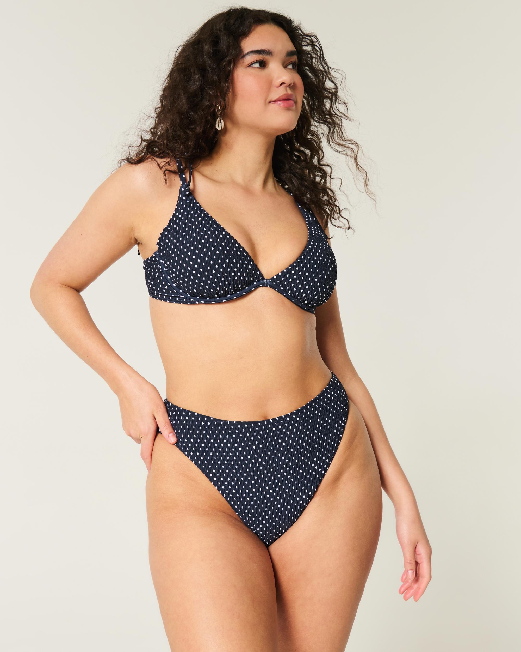 Curvy High-Leg Smocked Cheeky Bikini Bottom Product Image