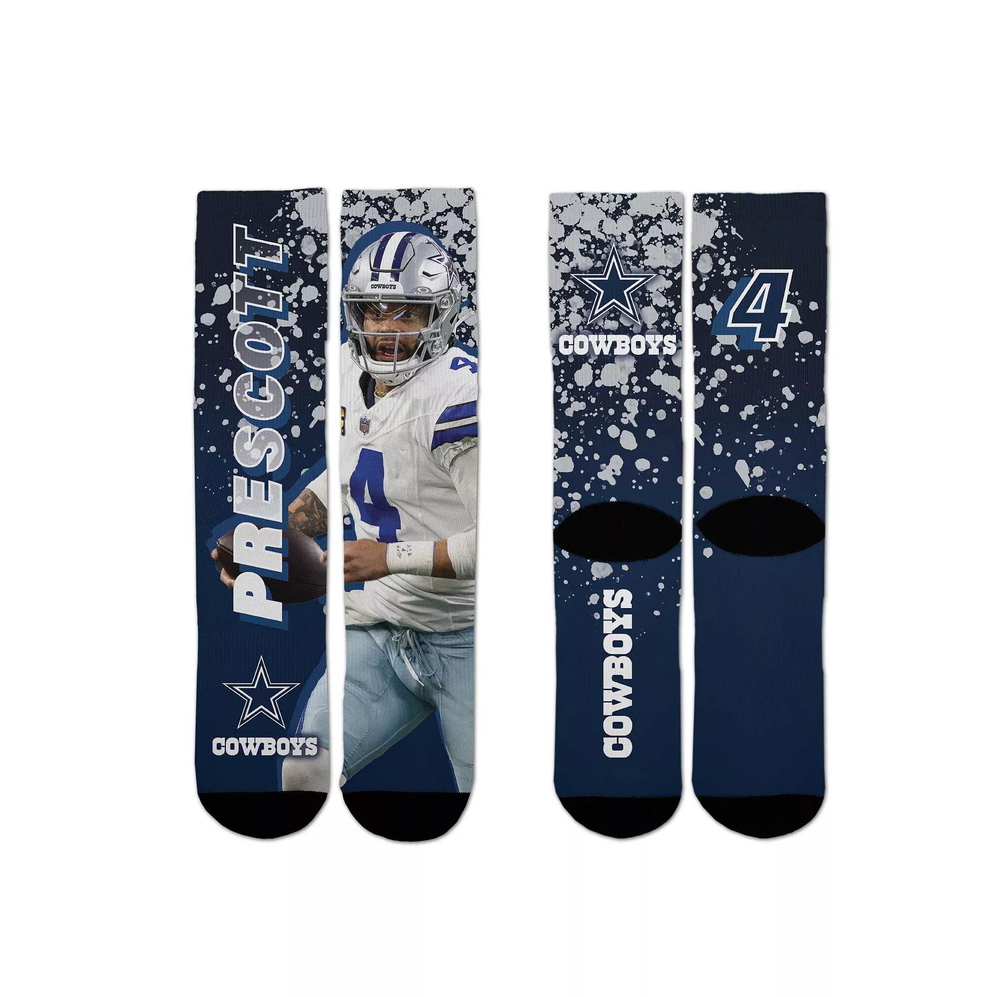 For Bare Feet Dak Prescott Dallas Cowboys Road Warrior Crew Socks, Men's, Size: Large, Blue Product Image