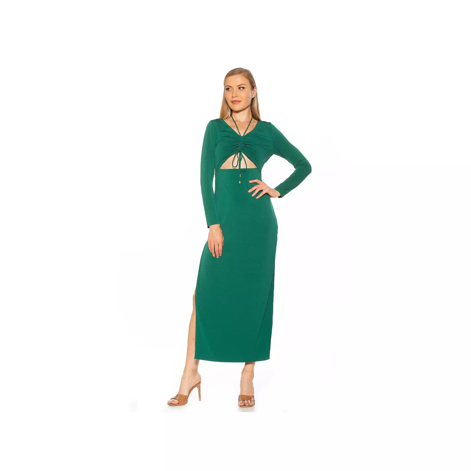 Women's ALEXIA ADMOR Vented Cutout Maxi Dress, Size: Large, Green Product Image