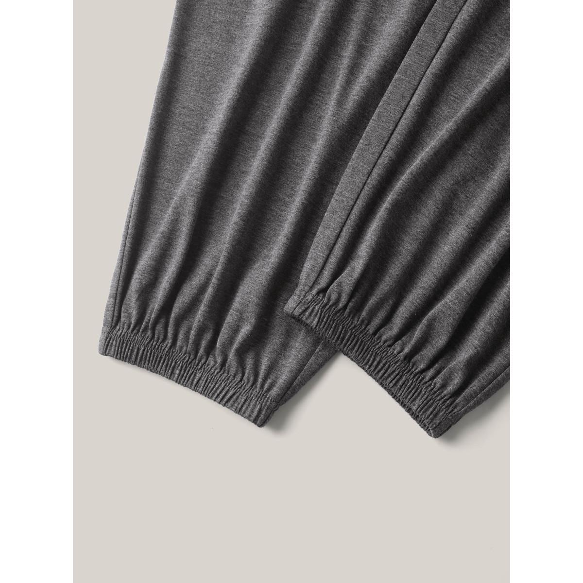 Plus Size Color Contrast Drawstring Jogger Pants Women DimGray Casual Bodycon Mid Rise Everyday Pants BloomChic 14-16/1X Product Image