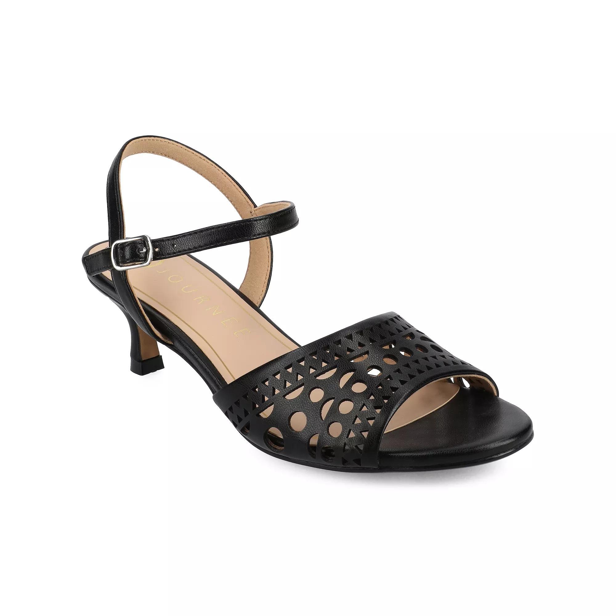 Journee Collection Jessly Womens Cut Out Design Ankle Strap Kitten Heel Sandals Product Image