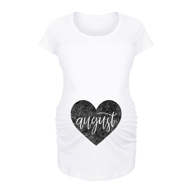 Maternity Heart August Graphic Tee, Womens Grey Gray Product Image