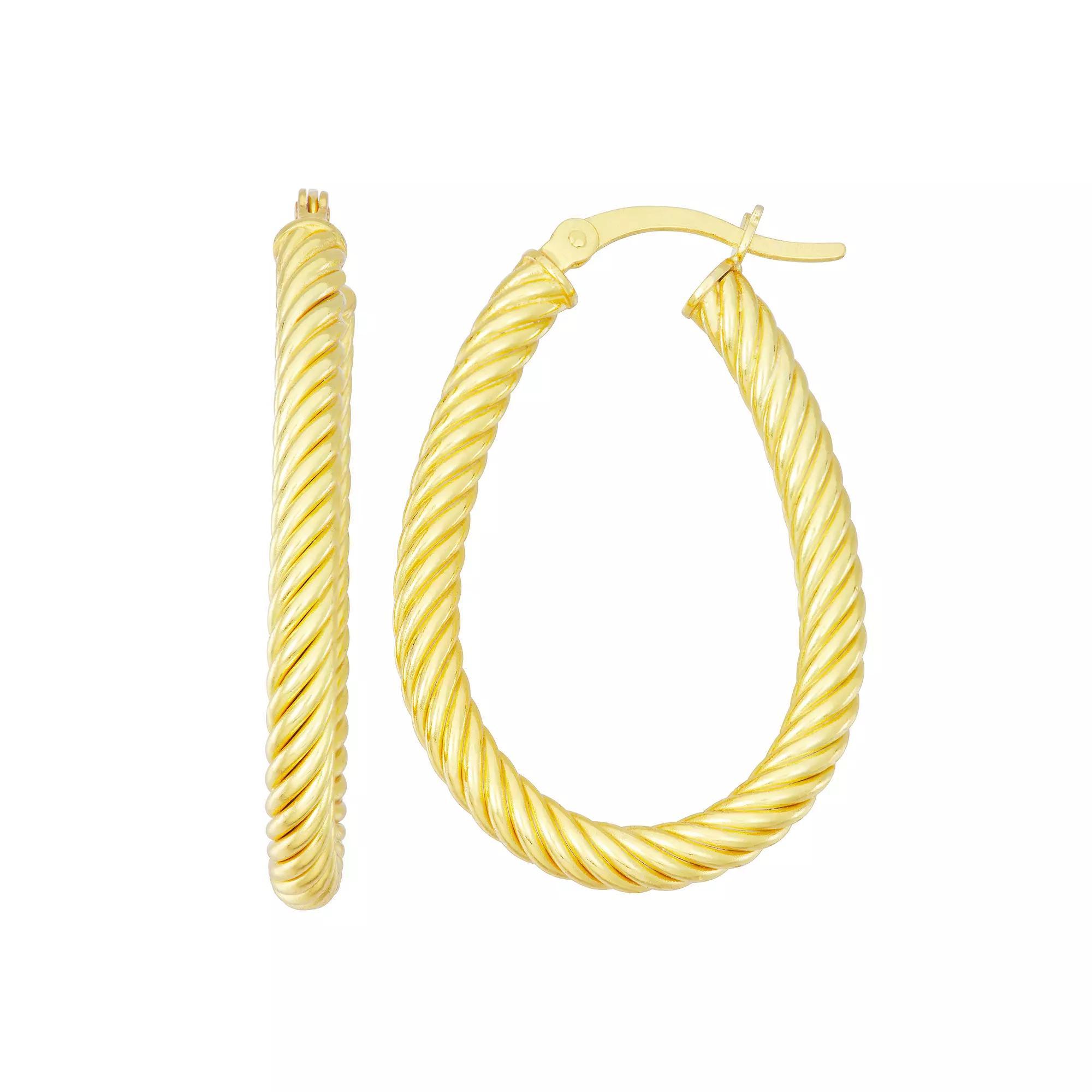 Jordan Blue Sterling Silver Twisted Hoop Earrings, Womens, Gold Tone Product Image