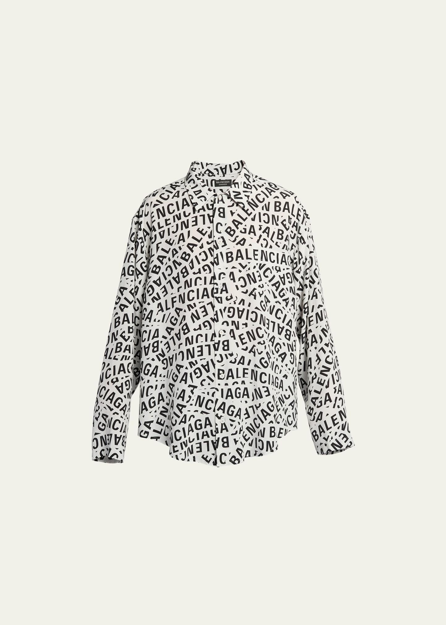 Mens Logo Strips Print Poplin Shirt Product Image