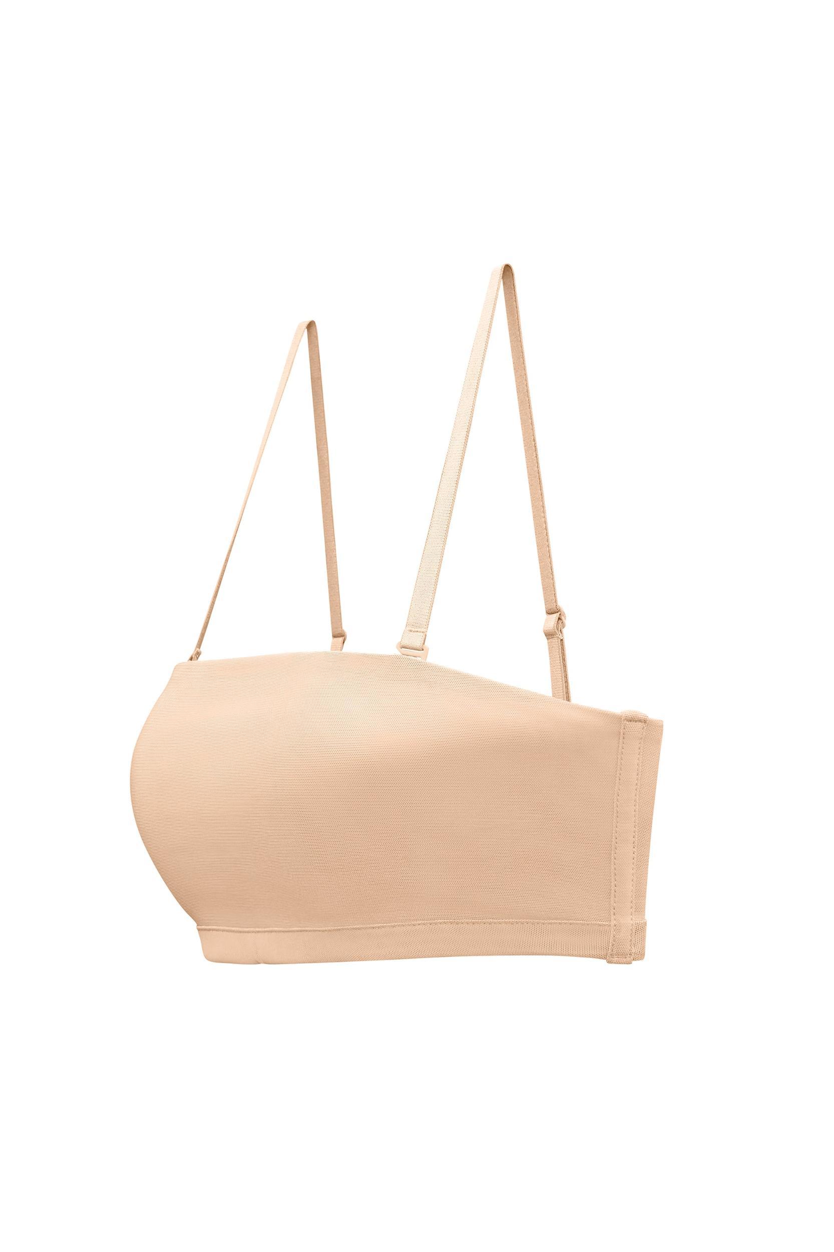 Soft Mesh Bandeau Bra in Beige Product Image