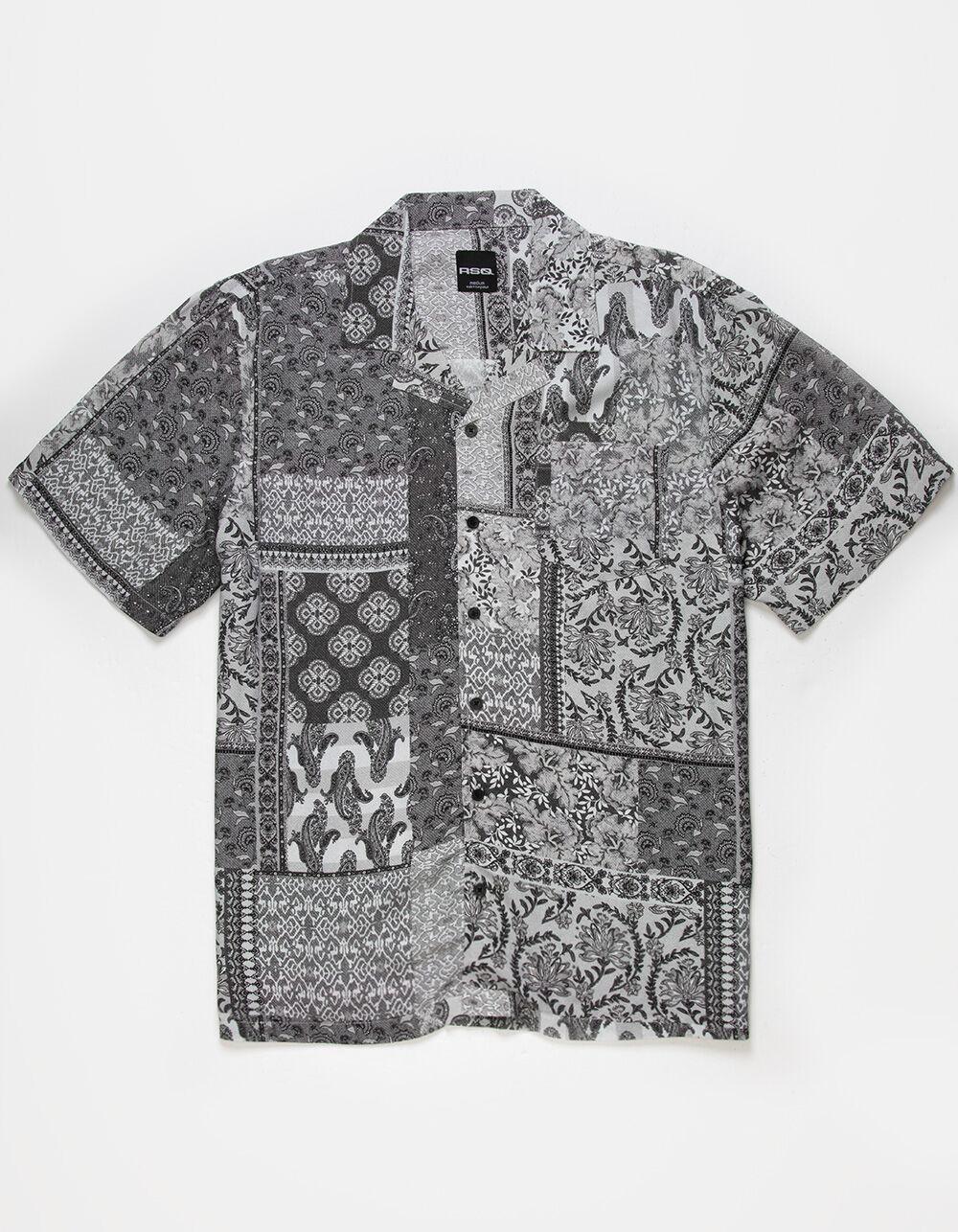 RSQ Mens Bandana Rayon Camp Shirt - GRAY Product Image