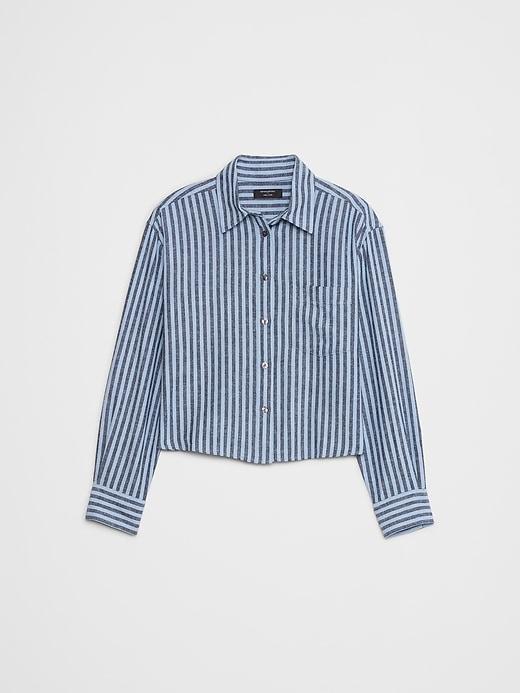 Linen-Blend Cropped Shirt Product Image