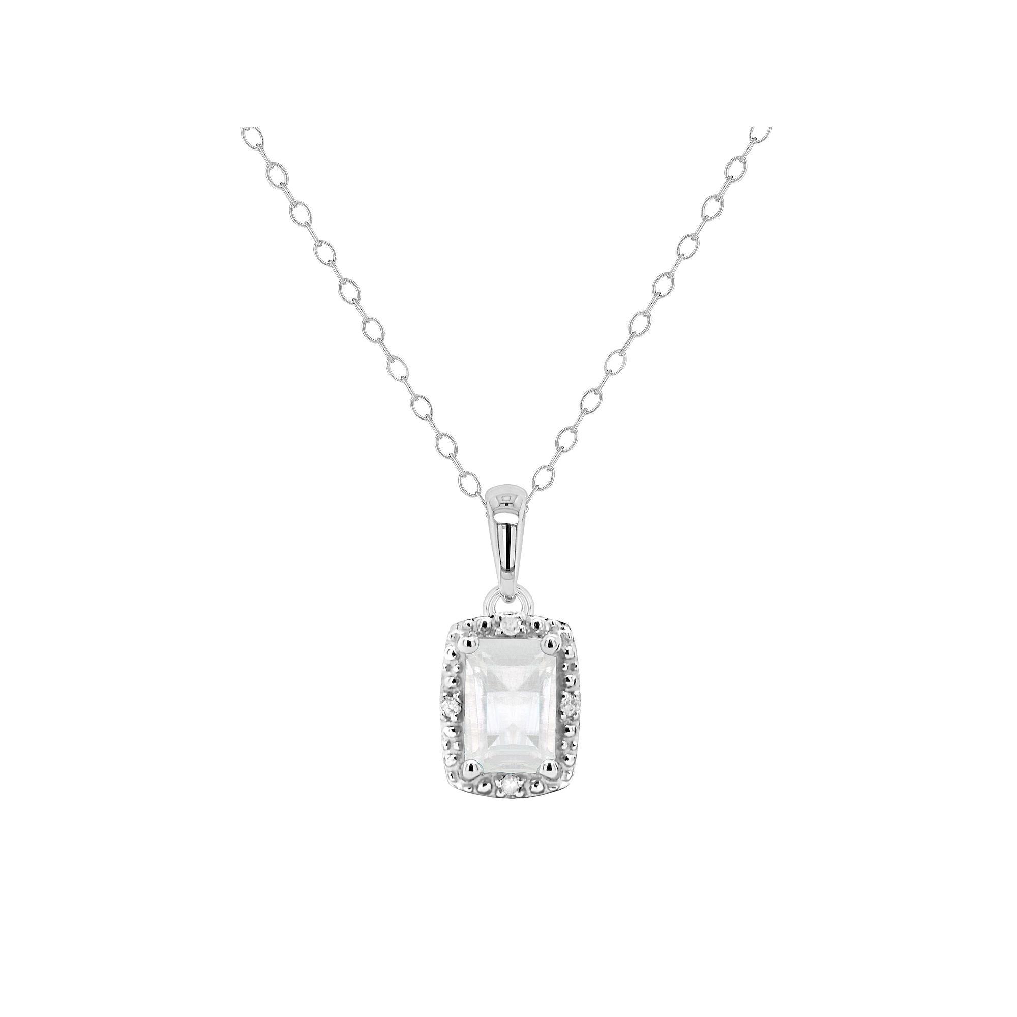 Celebration Gems Sterling Silver Gemstone & Diamond Accent Pendant Necklace, Womens Moonstone Product Image