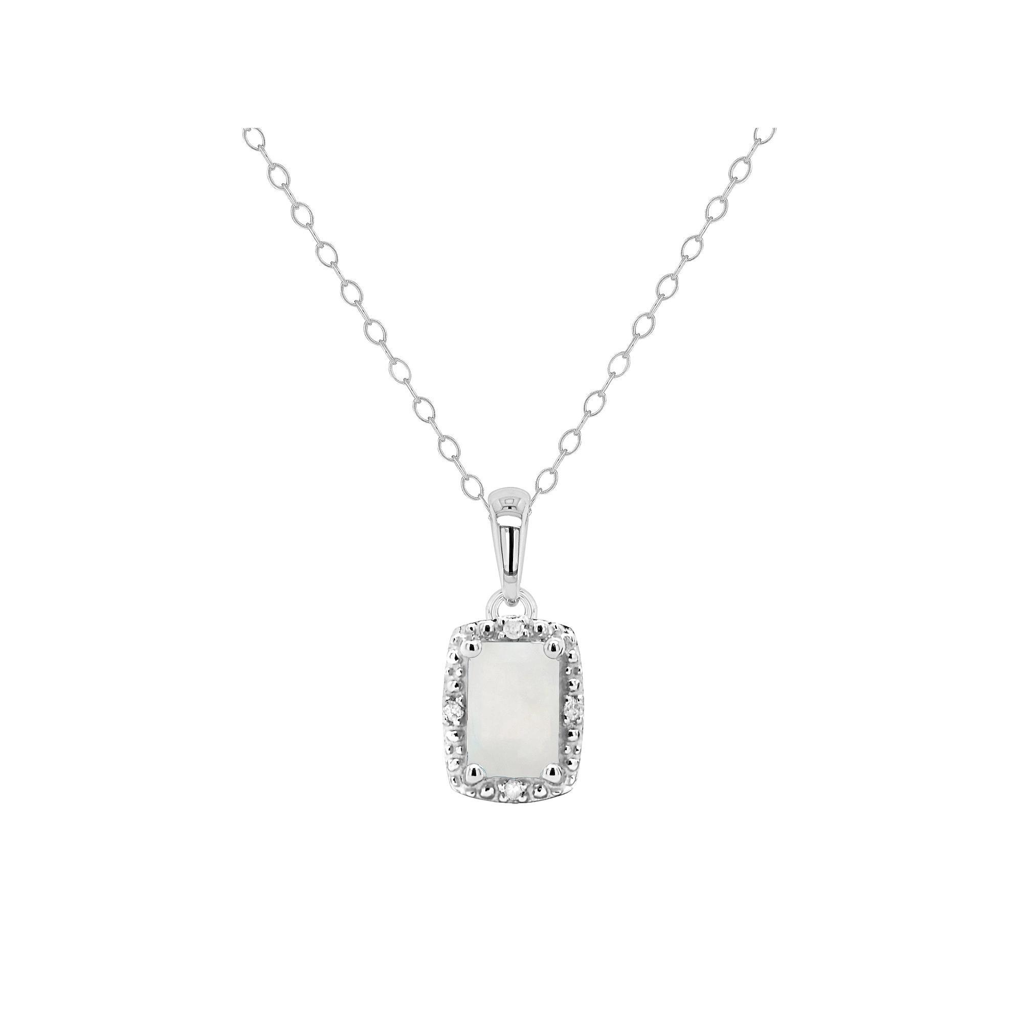 Celebration Gems Sterling Silver Gemstone & Diamond Accent Pendant Necklace, Womens Aquamarine Product Image