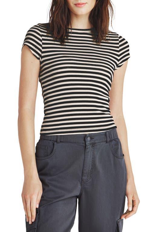 Splendid Benson Striped Short Sleeve Crew Tee (Ash Navy/Moonstone) Women's Clothing Product Image