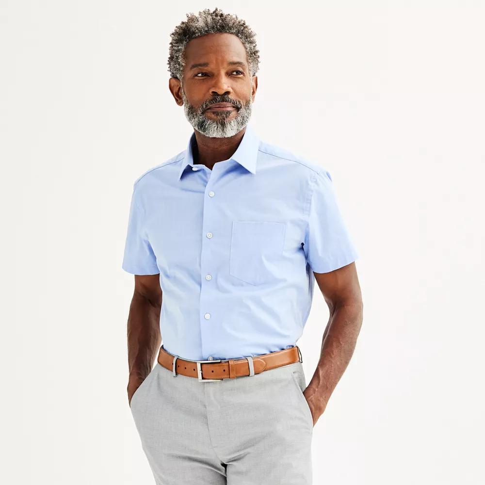 Men's Apt. 9® Premier Flex Regular-Fit Short Sleeve Dress Shirt, Size: Small, Light Blue Product Image